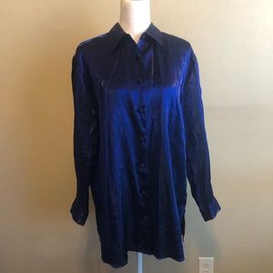 amanda smith ll button down Dress shirt Metallic Purple Long Sleeve Collared 2X